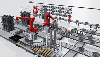 Robotizovaná depaletizace a navěšování hliníkových kol Robotizovaná depaletizace a navěšování hliníkových kol
